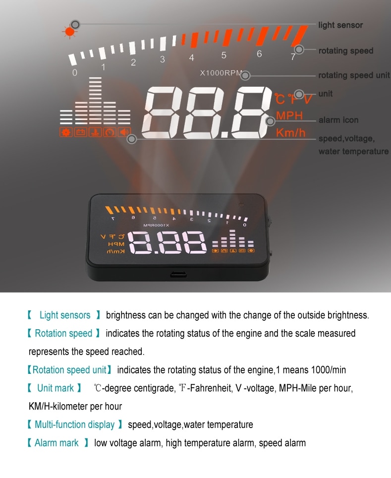 Car HUD Display Warning System